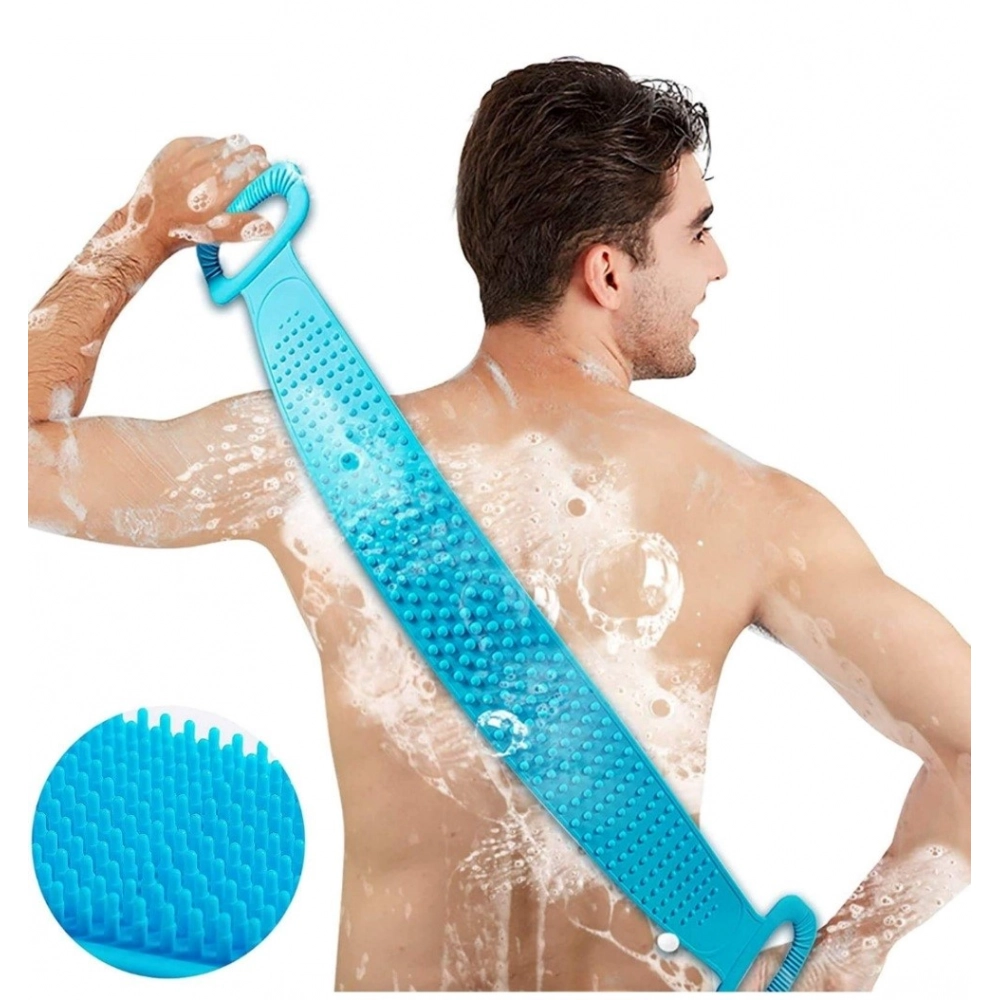 Pack Of 2_Silicone Bath Scrubber Belt â Dual-Sided Exfoliating Body Cleaning Strap (Color: Assorted )
