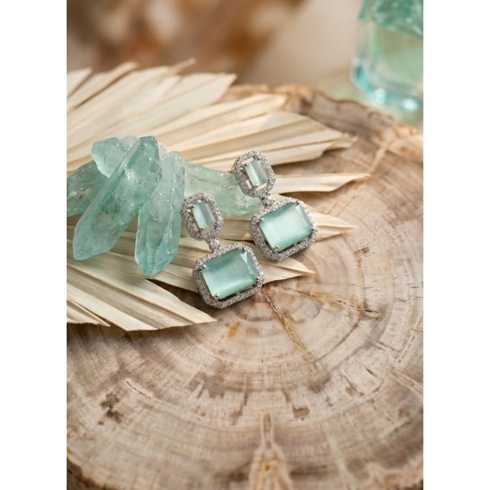 Women's Brass Silver Plated Drop Earrings
