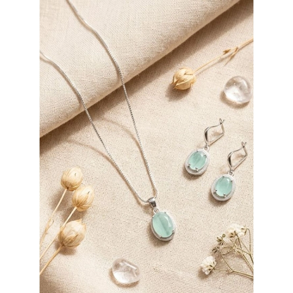 Women's Brass Silver Plated Pendant Set