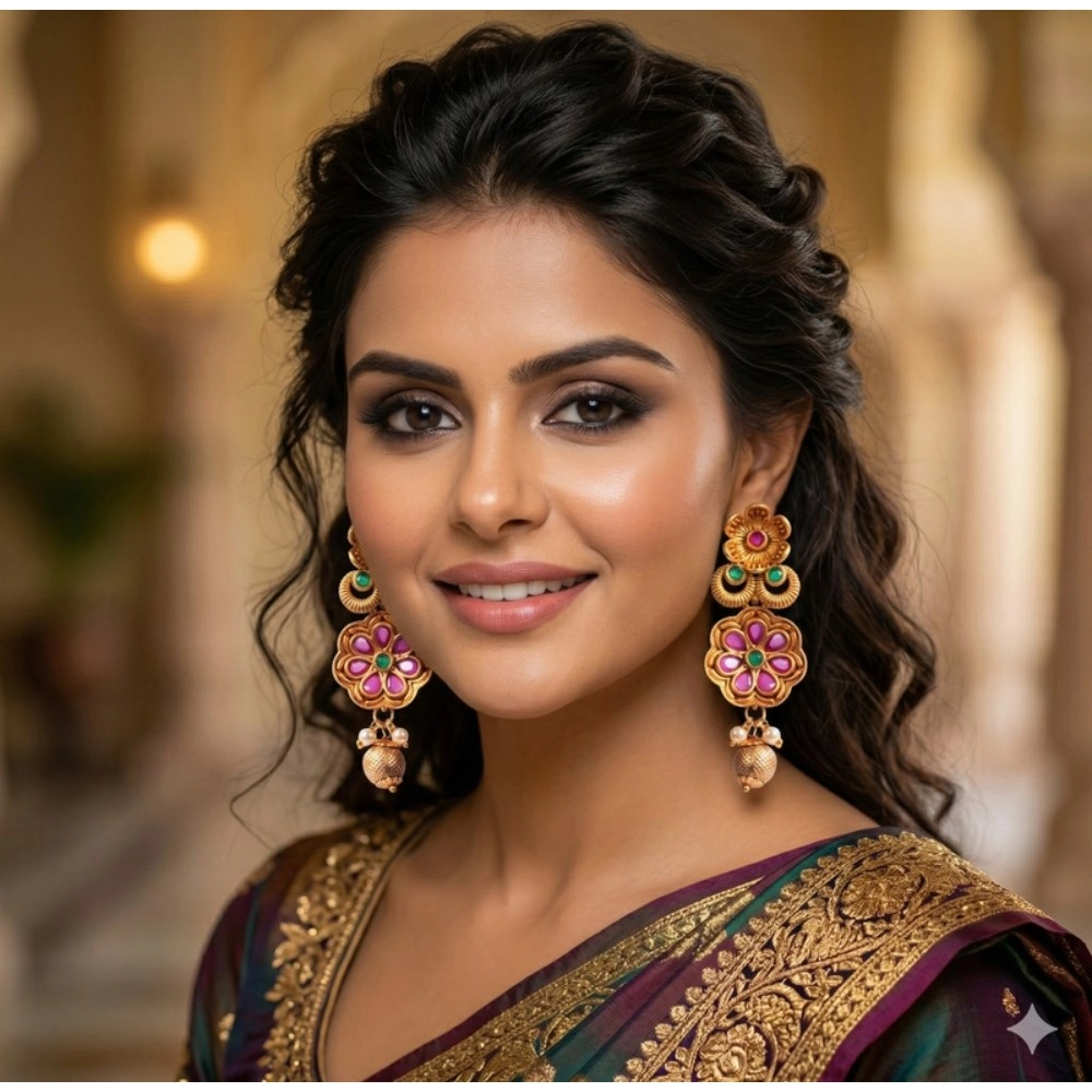 Women's Zinc Alloy Gold Plated Jhumka Earrings